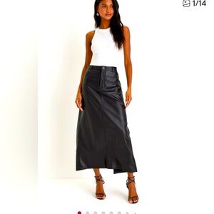 Free people Black Faux Leather Maxi Skirt